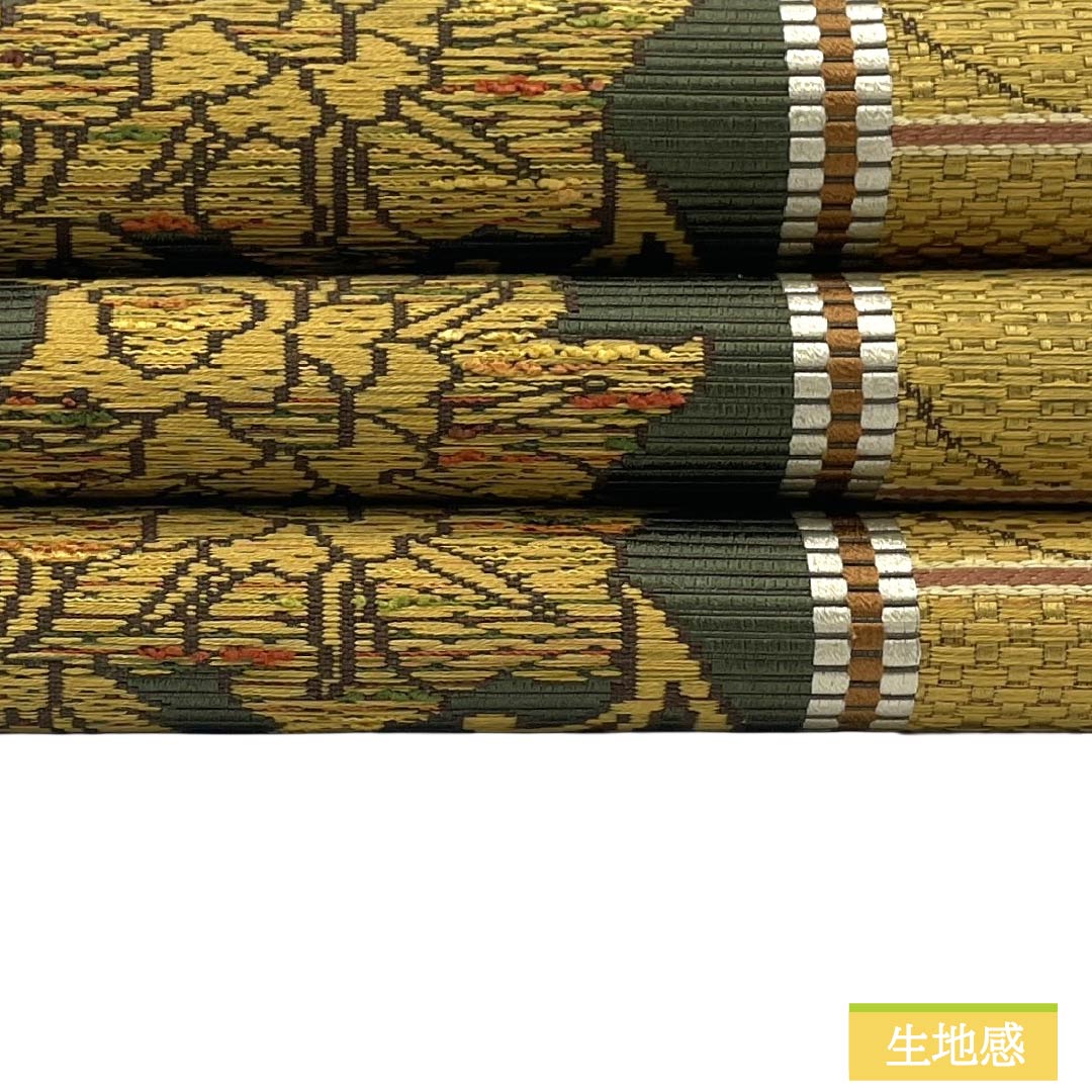 リサイクル着物】名古屋帯 正絹 Sランク 松葉仕立て 黄土色（おうど