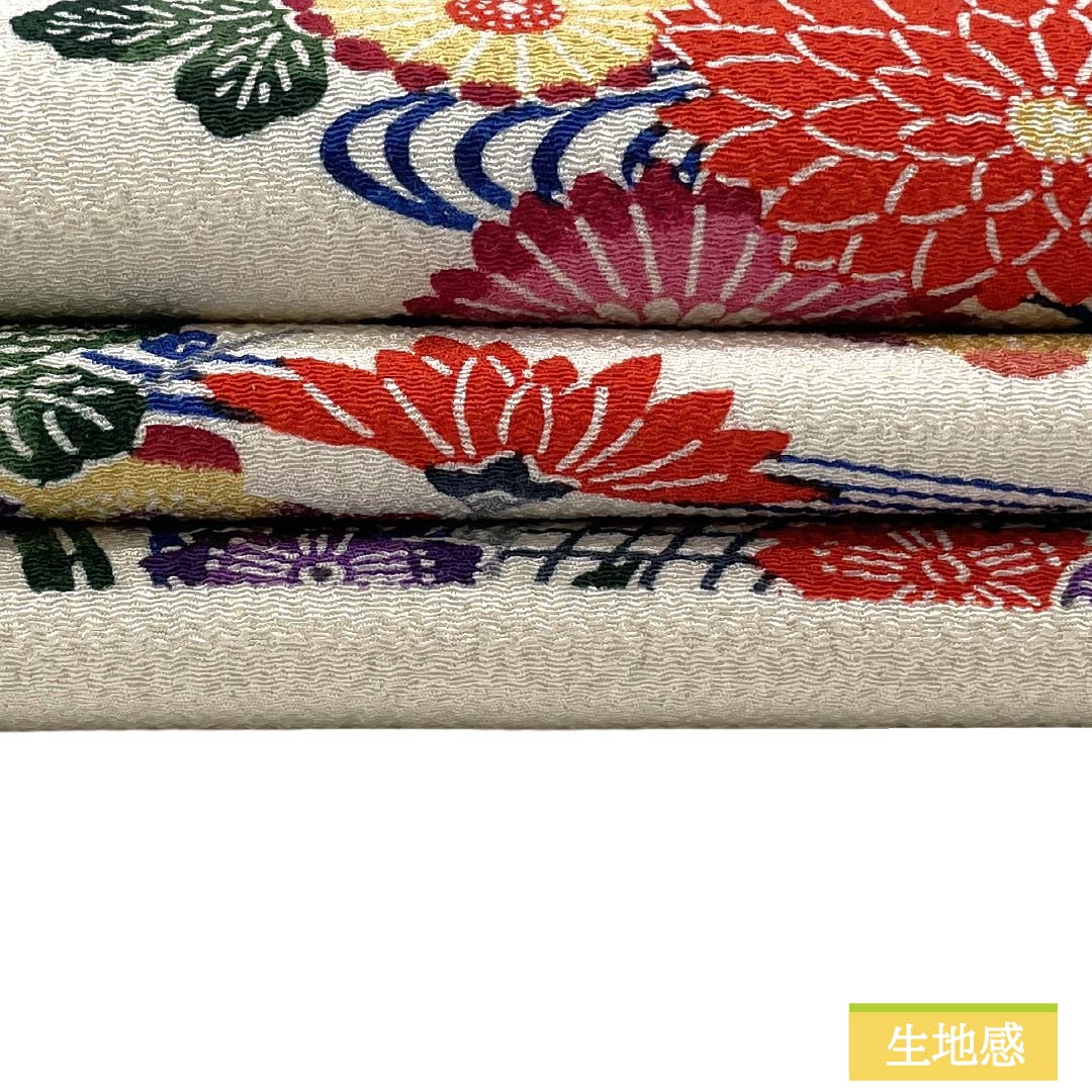 リサイクル着物】名古屋帯 正絹 Sランク 名古屋仕立て 乳白色（にゅう