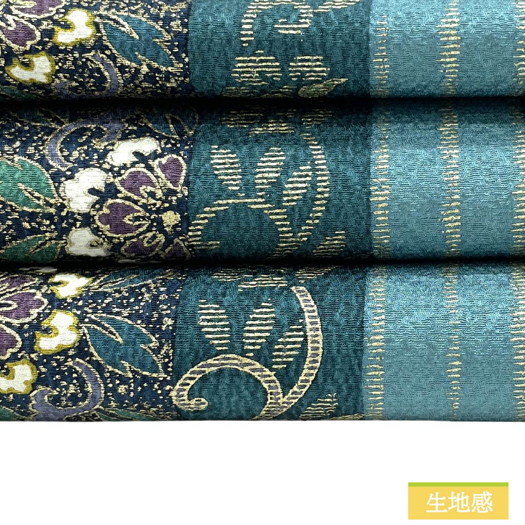 袋帯 中古 リサイクル 正絹 フォーマル 仕立て上がり 六通 箔糸 青系色 きもの北條 A1297-18 袋帯 中古 リサイクル 正絹 カジュアル 仕立て上がり 六通 今昔唐織 花