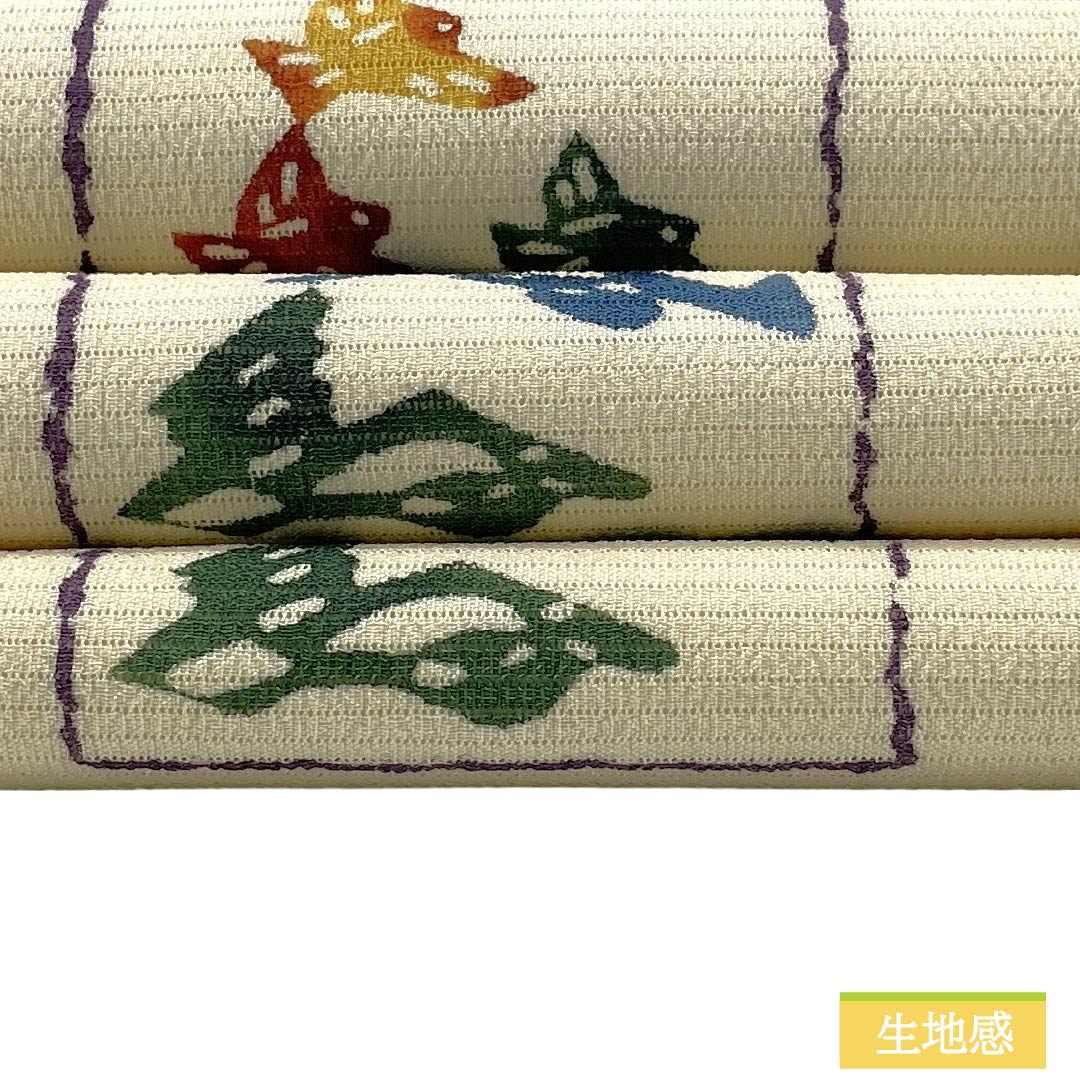 名古屋帯 正絹 Aランク 名古屋仕立て 乳白色（にゅうはくしょく） 古典柄 花鳥風月 型染 帯丈376cm ポイント柄 カジュアル 白系 1124013443311