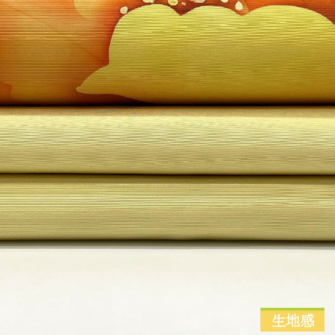 Nagoya obi, genuine silk, A rank, pale yellow, dyed obi, Western floral, floral pattern, obi length 350cm, point pattern, casual, yellow tones, 1124011233323, Nagoya tailoring