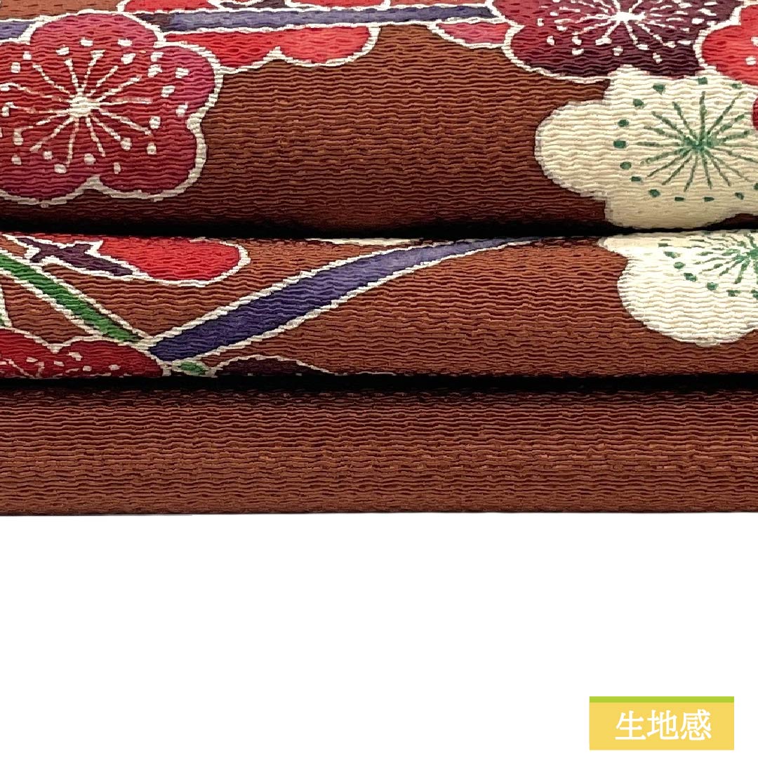 リサイクル着物】名古屋帯 正絹 Aランク 名古屋仕立て 赤銅色（しゃく