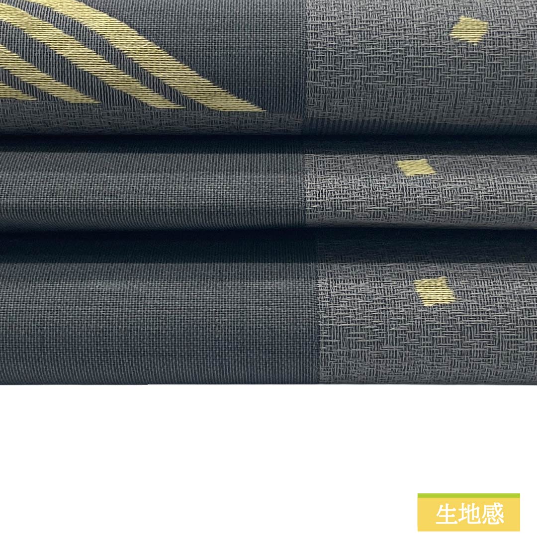 名古屋帯 ポリエステル Sランク 開き仕立て 素鼠色（すねずいろ） 抽象柄 帯丈380cm 六通 カジュアル グレー系 1124013752422