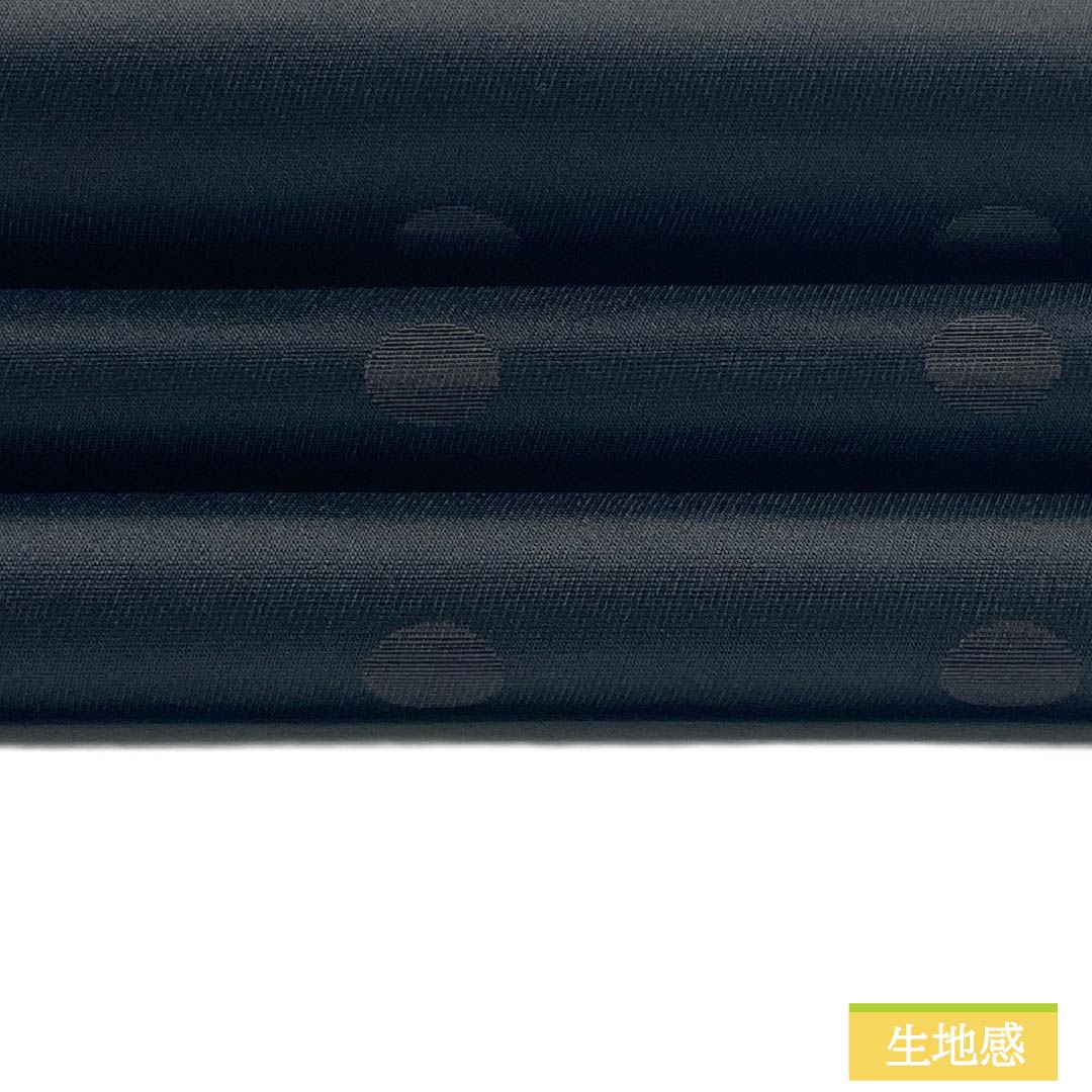 名古屋帯 ポリエステル Aランク 開き仕立て 撫松庵 リバーシブル 水玉 縞 帯丈384cm 全通 カジュアル 黒系 1124013693410