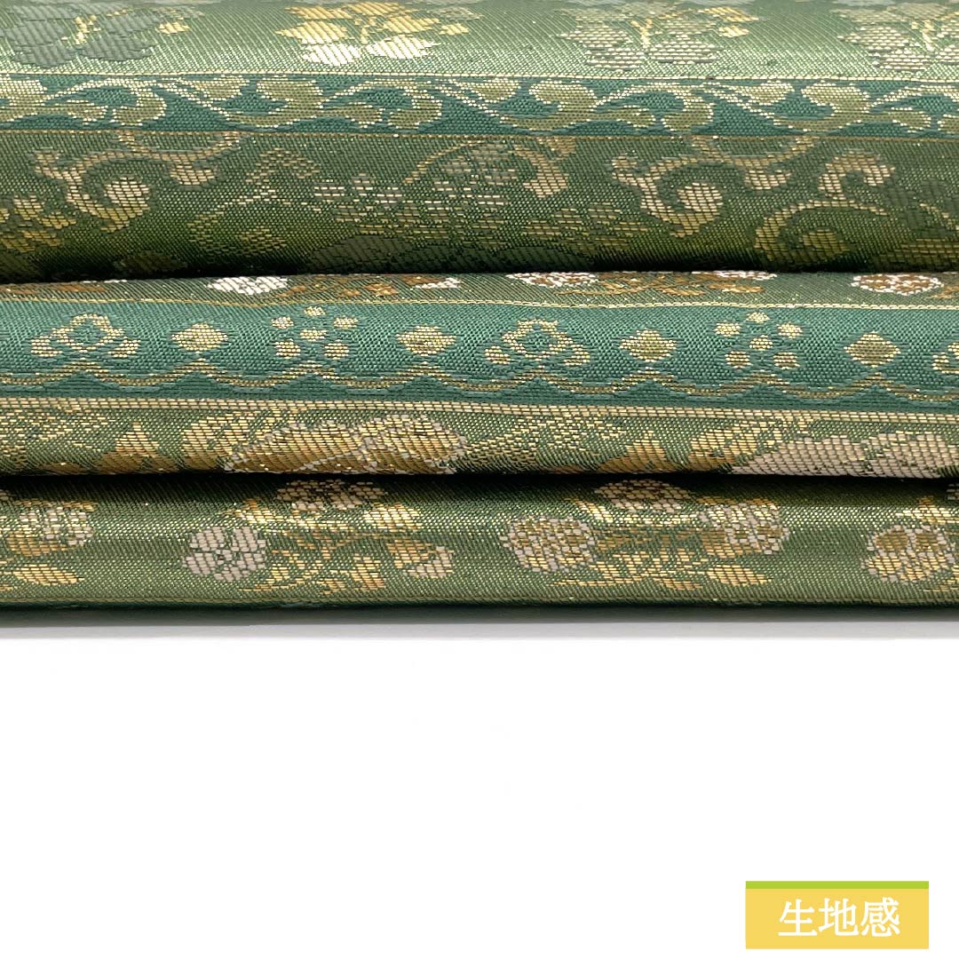 名古屋帯 正絹 Sランク 名古屋仕立て 緑青色（ろくしょういろ） 横段 古典柄 帯丈362cm ポイント柄 セミフォーマル 緑系 1124013542319