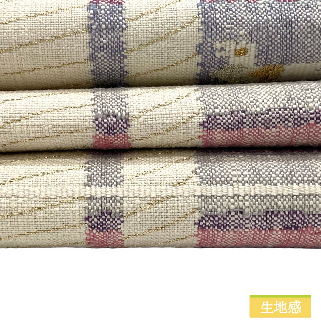 リサイクル着物】名古屋帯 正絹 Sランク 松葉仕立て 乳白色（にゅう