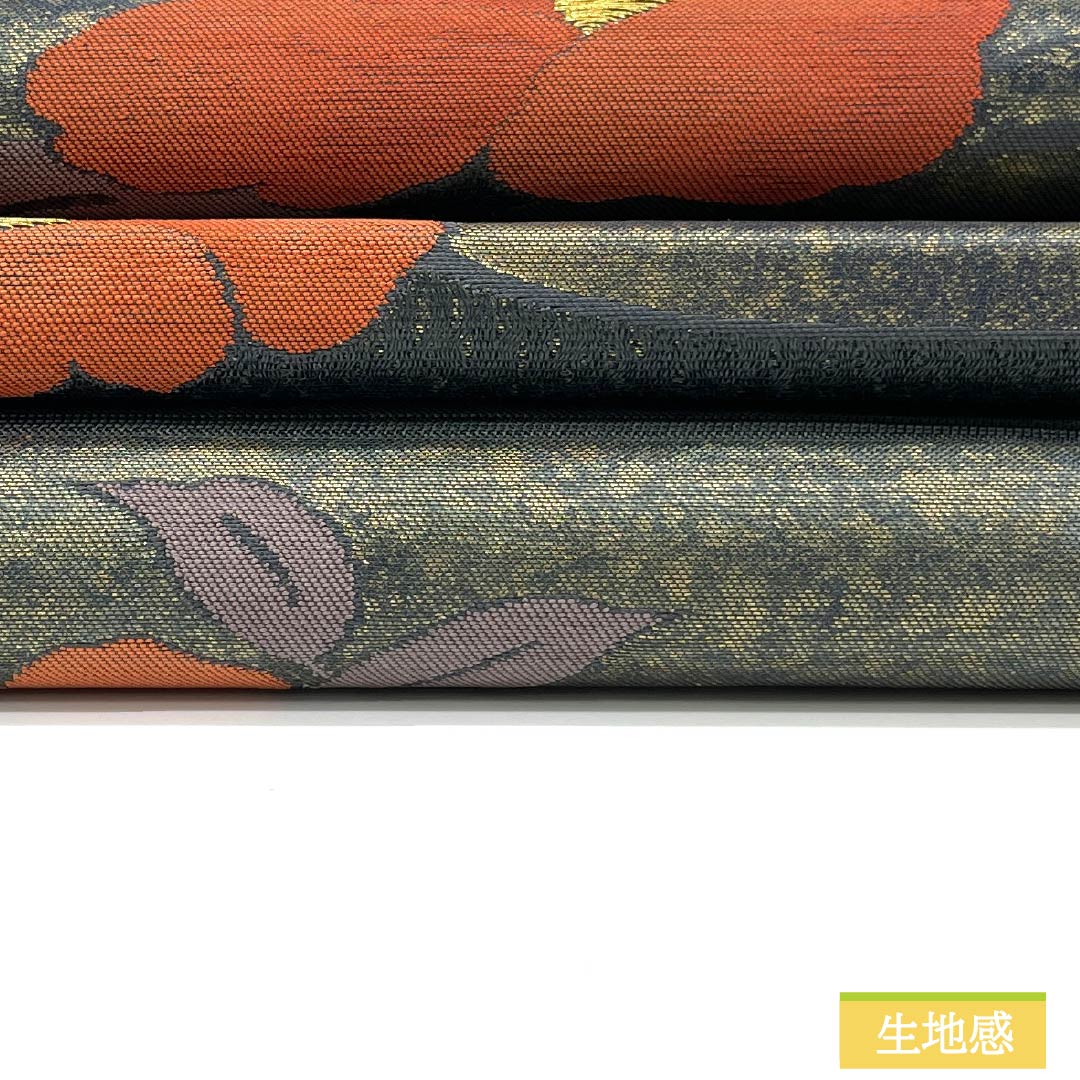 リサイクル着物】名古屋帯 正絹 Aランク 松葉仕立て 鉄鼠色（てつ