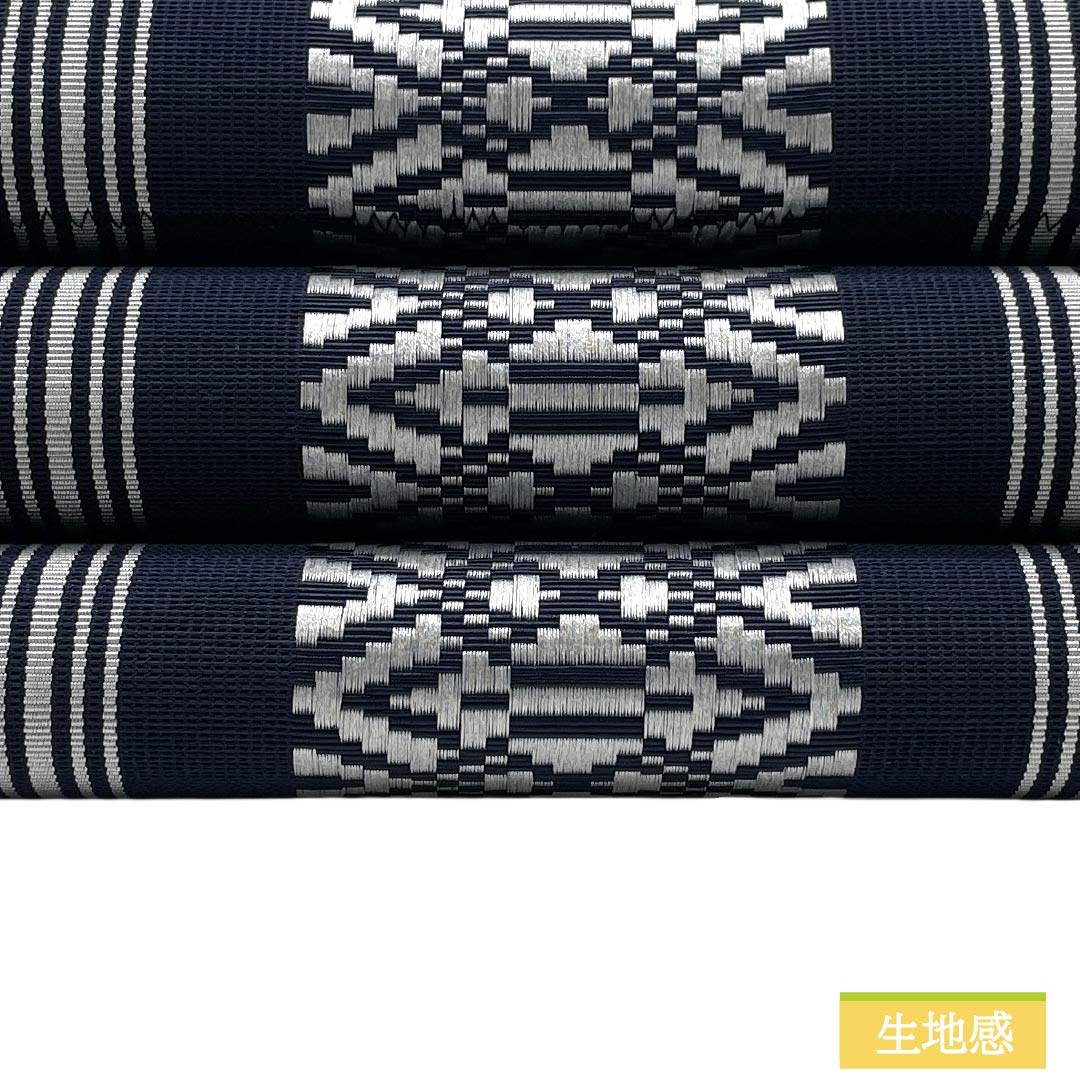 （新品）名古屋帯 正絹 NEWランク 松葉仕立て 濃紺色（のうこんいろ） 本場筑前博多織 八寸なごや帯 献上柄 帯丈382.5cm 全通 カジュアル 紺系 1124014181425