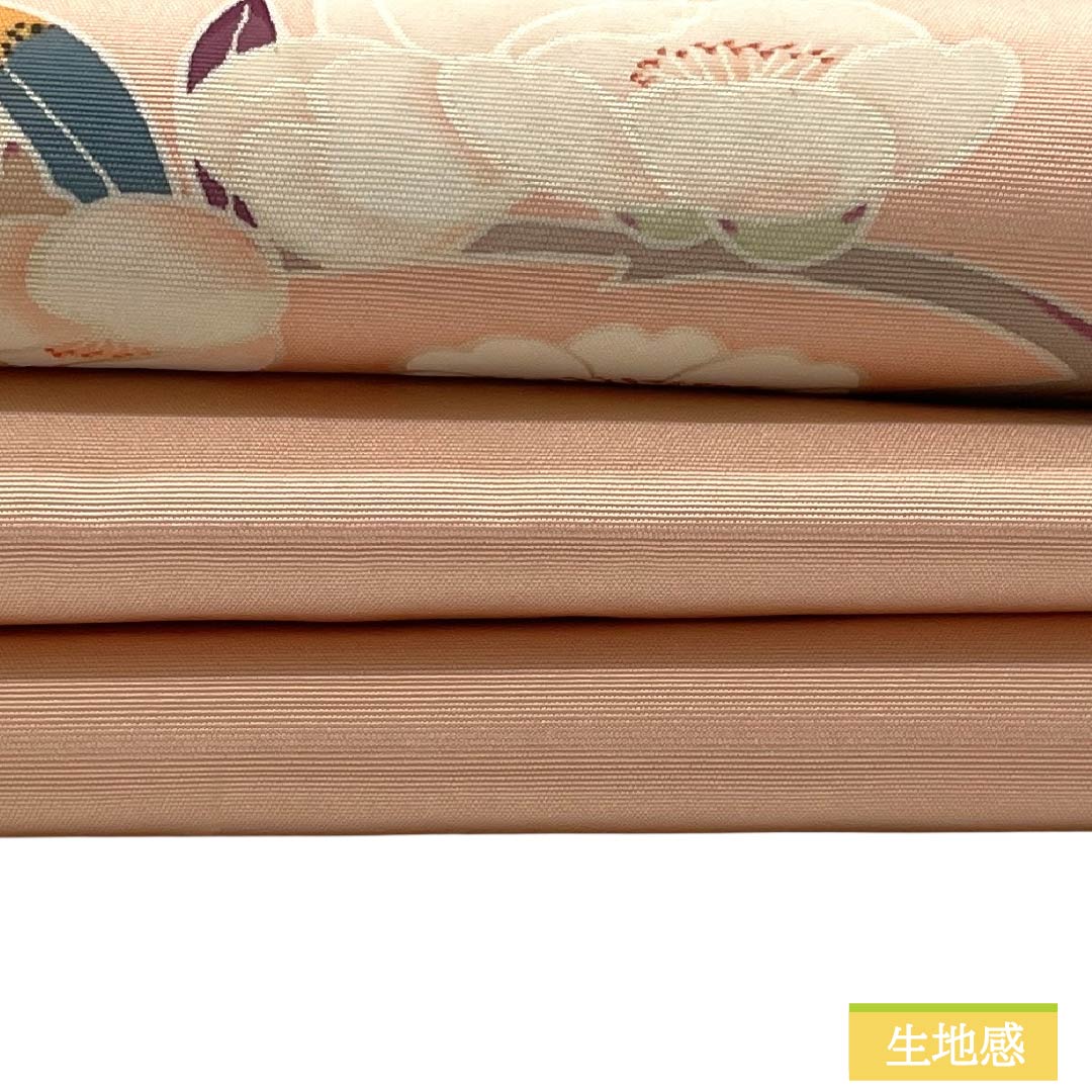 名古屋帯 正絹 Sランク 名古屋仕立て 乙女色（おとめいろ） 染め帯 塩瀬 草花模様 帯丈372cm ポイント柄 カジュアル ピンク系 1124014062313