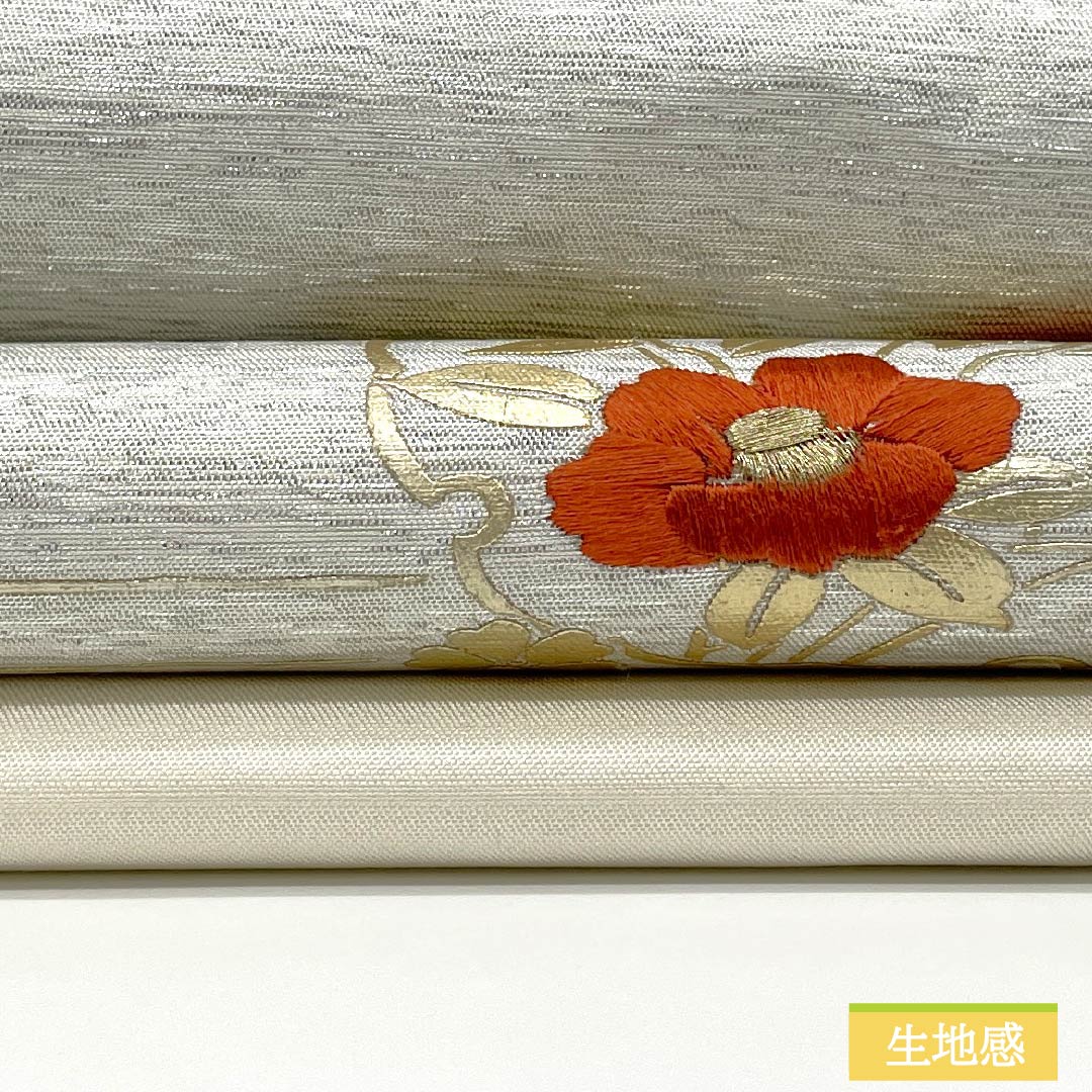 名古屋帯 正絹 Aランク 乳白色（にゅうはくしょく） 刺繍 古典柄 帯丈363cm ポイント柄 セミフォーマル 白系 1124011383311 名古屋仕立て
