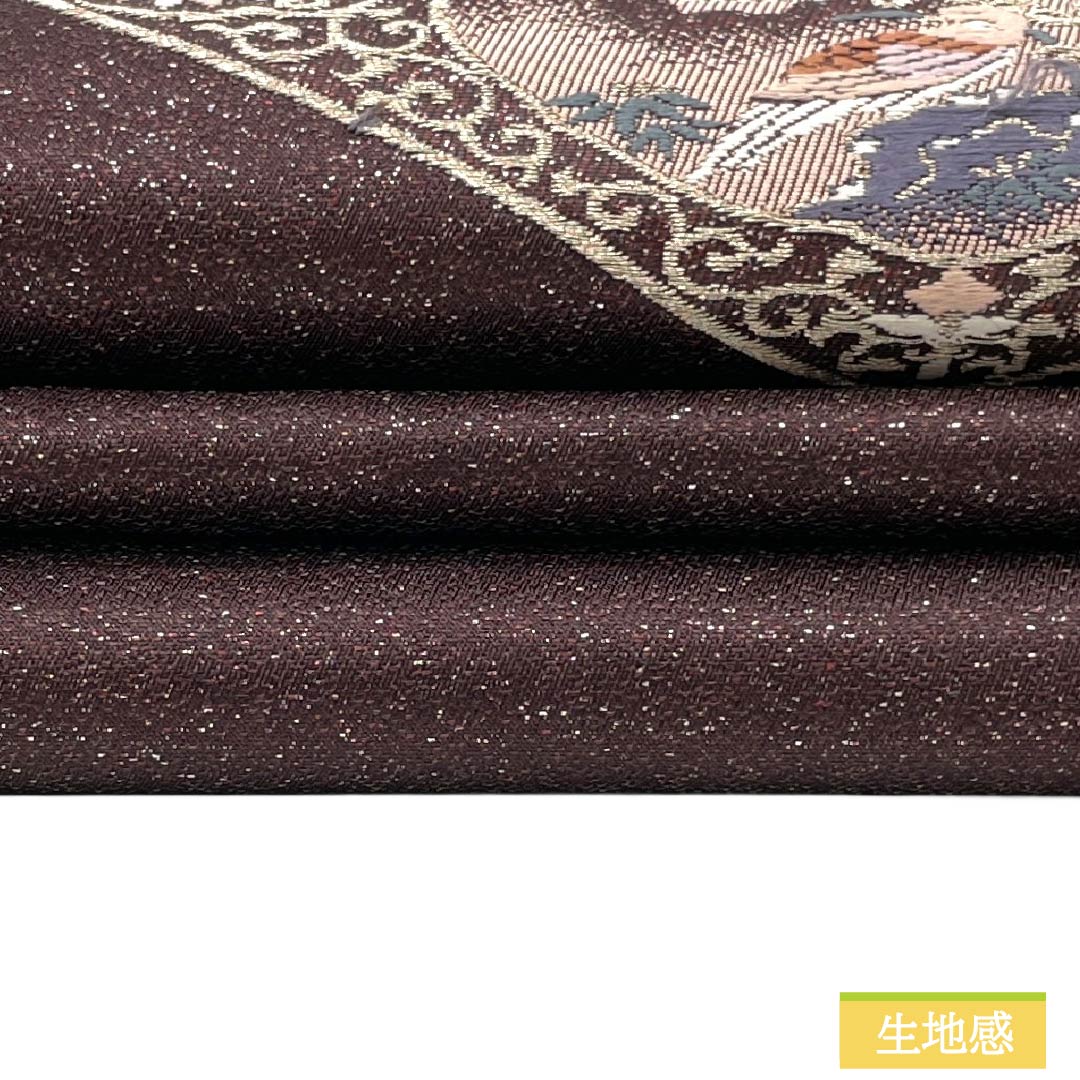 名古屋帯 正絹 Aランク 名古屋仕立て 至極色（しごくいろ） 古典柄 花柄 帯丈350cm ポイント柄 セミフォーマル 紫系 1124012713320