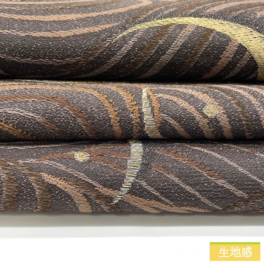 袋帯 正絹 墨色（すみいろ） 西陣織 抽象模様 帯丈446cm Sランク 六通 セミフォーマル 黒系 1123012892310