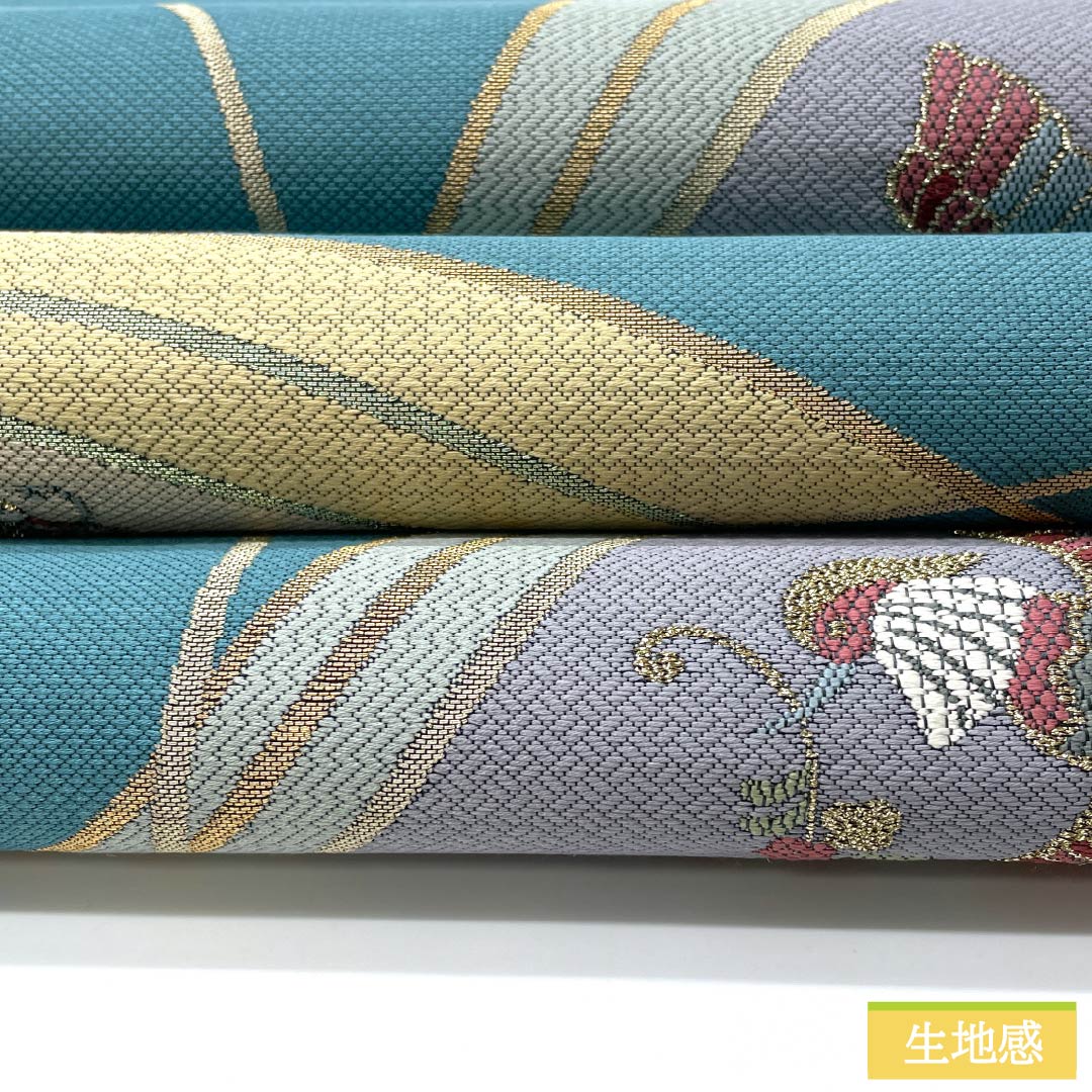 袋帯 正絹 浅葱色（あさぎいろ） 西陣織 千祥庵 鳳凰 帯丈434cm Aランク 六通 セミフォーマル 水色系 1123012733324
