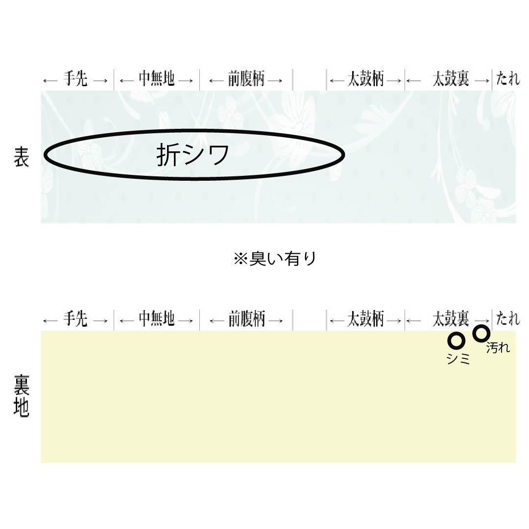 名古屋帯 正絹 Aランク 松葉仕立て 乳白色（にゅうはくしょく） 抽象植物模様 夏帯 長尺 帯丈380cm ポイント柄 セミフォーマル 白系 1124013133411