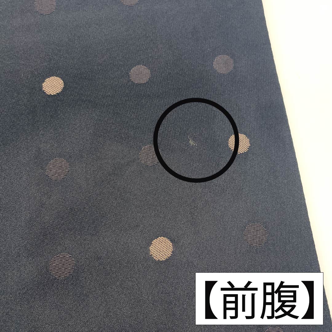 名古屋帯 ポリエステル Aランク 開き仕立て 撫松庵 リバーシブル 水玉 縞 帯丈384cm 全通 カジュアル 黒系 1124013693410