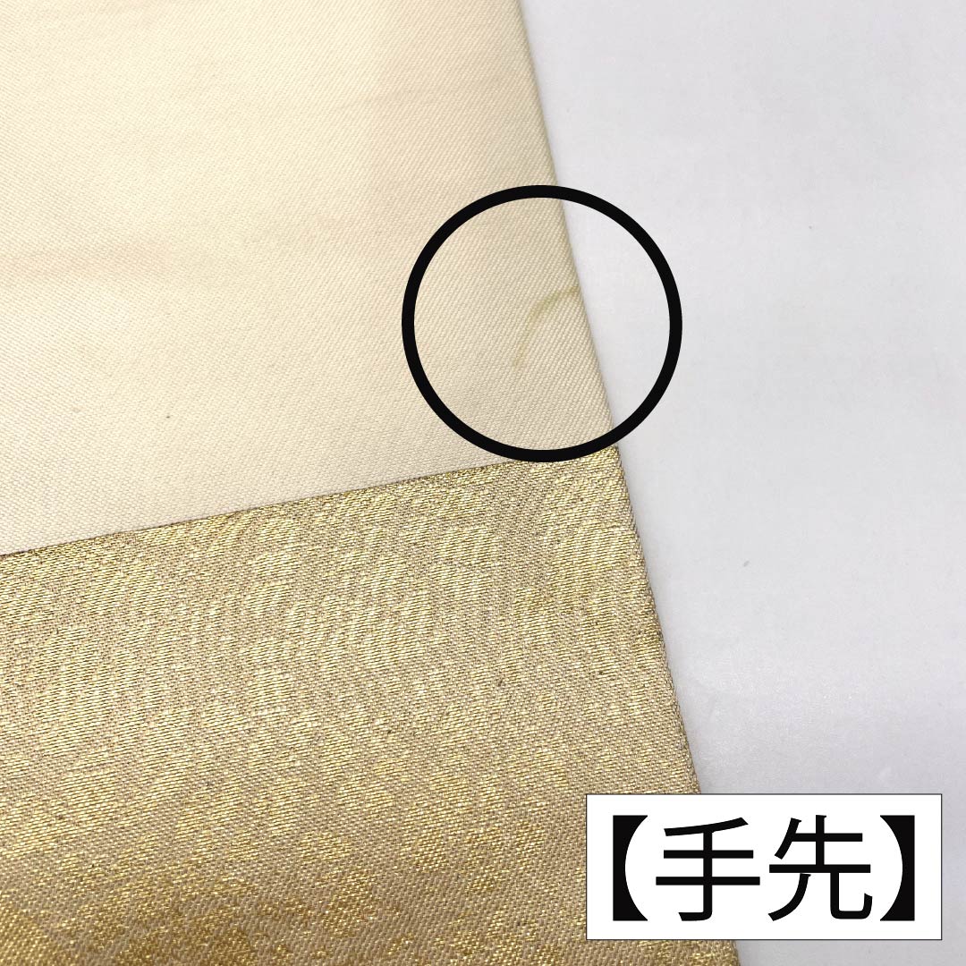名古屋帯 正絹 Aランク 名古屋仕立て 金色（きんいろ） 古典柄 紐 ライン 帯丈355cm ポイント柄 セミフォーマル 金系 1124012723321