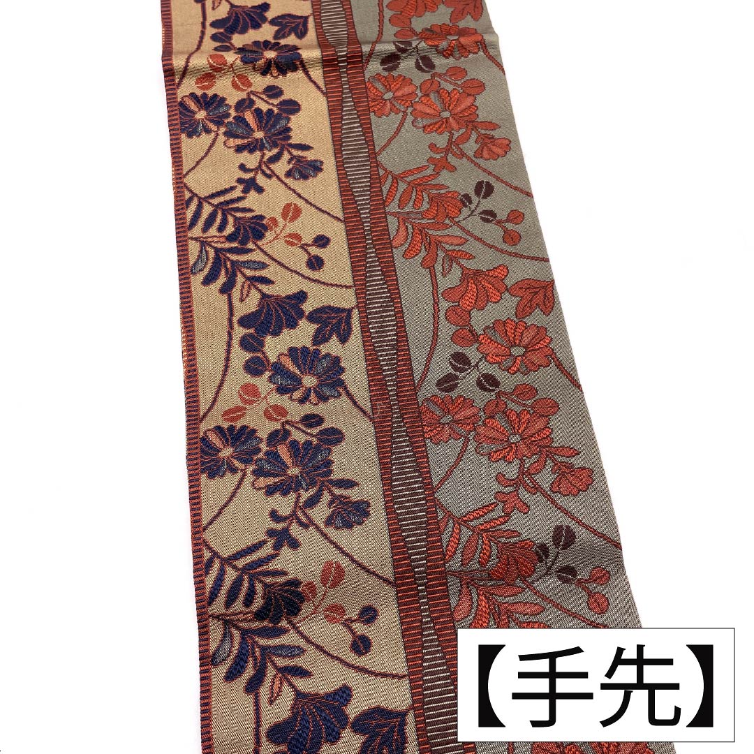 名古屋帯 正絹 Aランク 名古屋仕立て 立涌 草花 帯丈353cm 全通 セミフォーマル グラデーション系 1124011593399