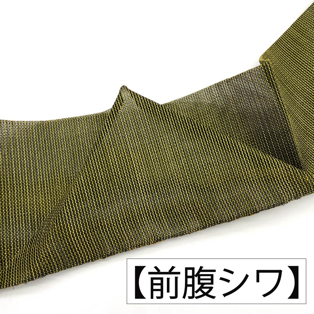 名古屋帯 正絹 Aランク 名古屋仕立て 青白橡色（あおしろつるばみいろ） 夏帯 山路文 ジグザグ 帯丈370cm 六通 カジュアル 緑系 1124012833319