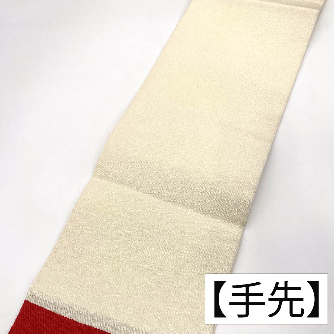 名古屋帯 正絹 Aランク 名古屋仕立て 乳白色（にゅうはくしょく） 京紅型 古典柄 ちりめん地 帯丈350cm ポイント柄 カジュアル 白系 1124012113311