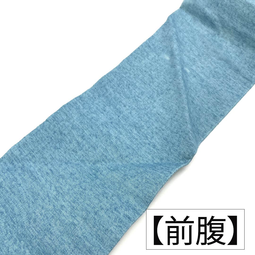 名古屋帯 正絹 Aランク 名古屋仕立て 沈香茶色（とのちゃいろ） 染め帯 オシドリ 紬地 帯丈348cm ポイント柄 カジュアル 青系 1124012203317