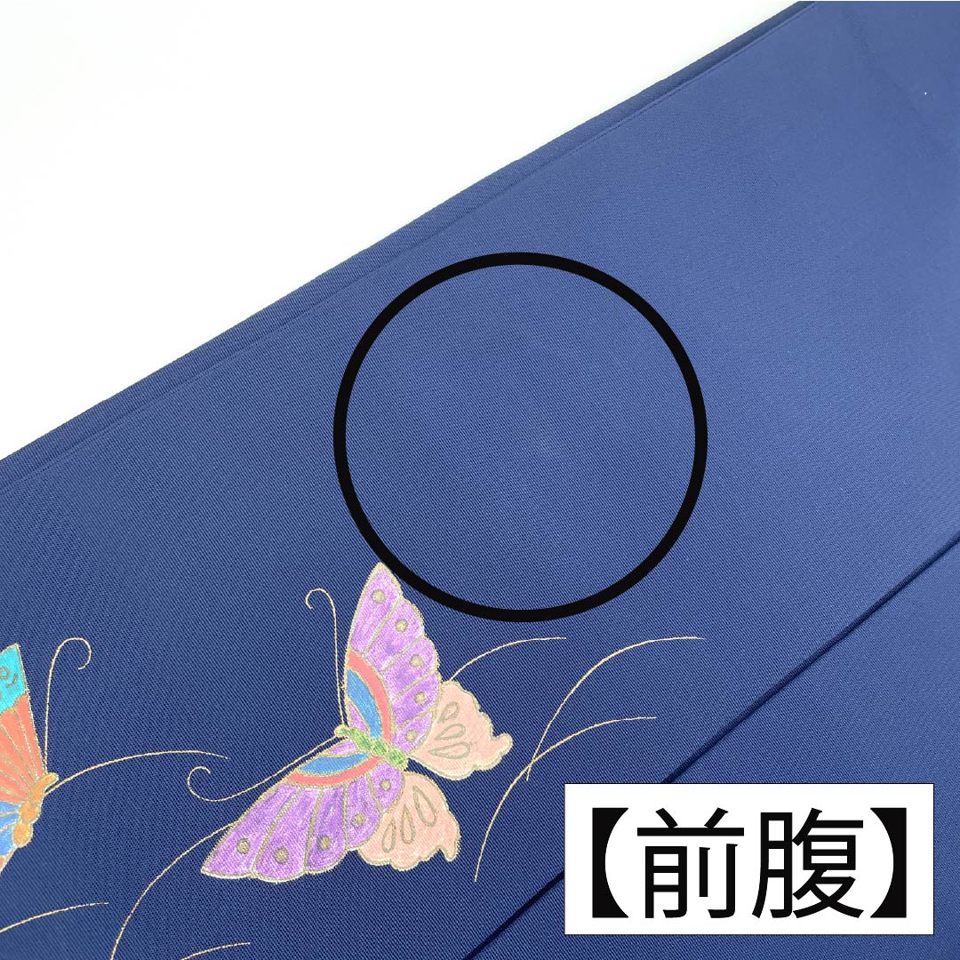 名古屋帯 正絹 Aランク 名古屋仕立て 鉄葡萄色（てつぶどういろ） 塩瀬 蝶 古典柄 帯丈362cm ポイント柄 カジュアル 紺系 1124012773318