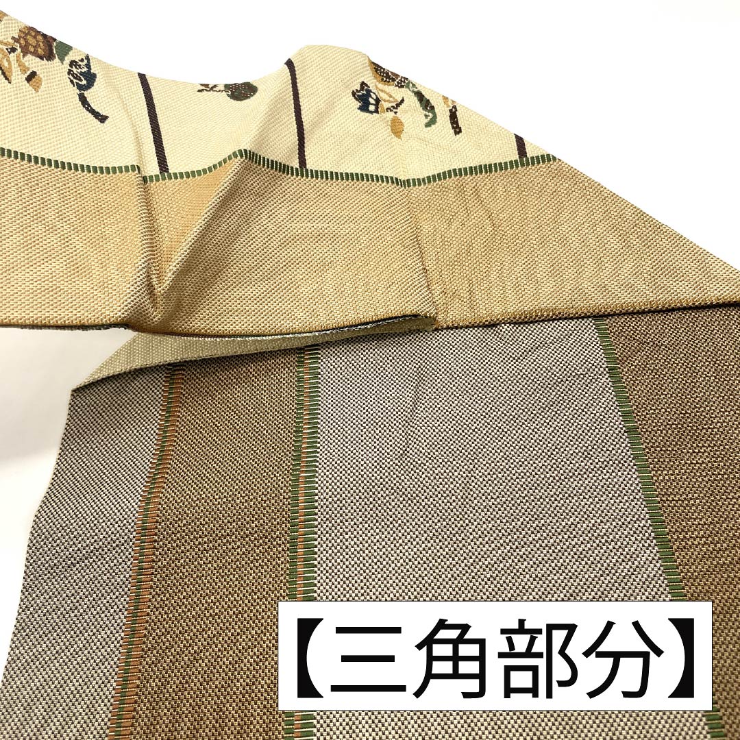 リサイクル着物】名古屋帯 正絹 Aランク 名古屋仕立て 格子 草木 植物