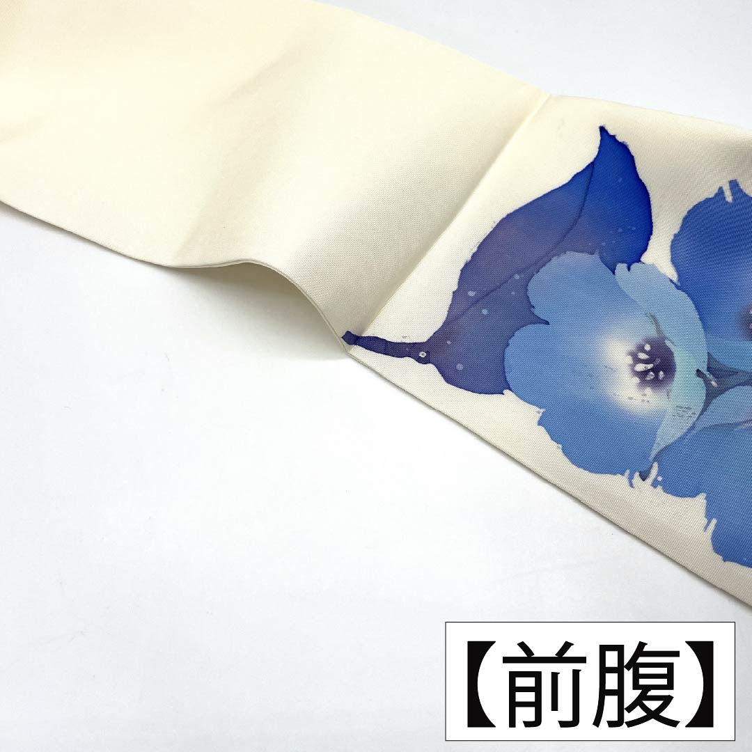 名古屋帯 正絹 Bランク 乳白色（にゅうはくしょく） 染め帯 塩瀬 洋花柄 帯丈357cm ポイント柄 セミフォーマル 白系 1124011533311 名古屋仕立て