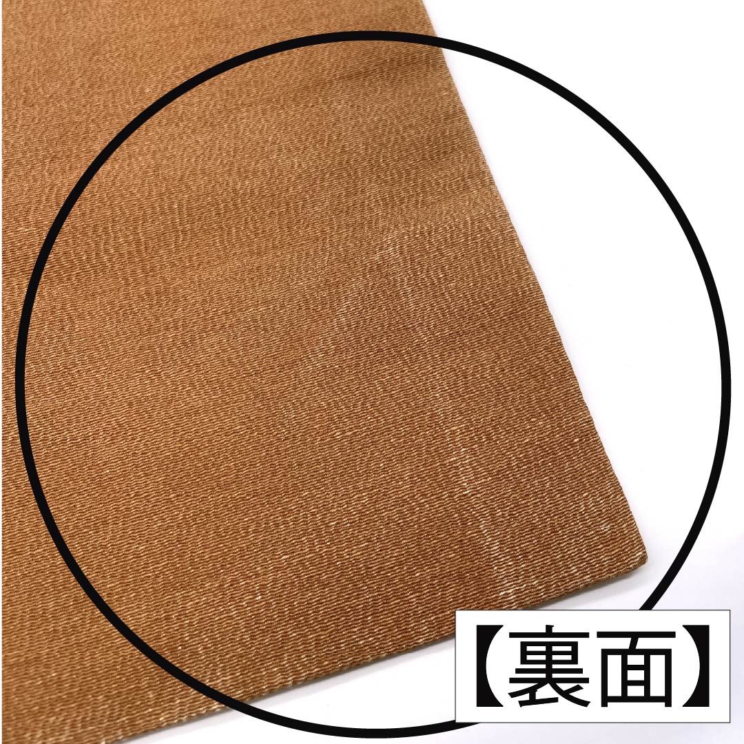 名古屋帯 正絹 Aランク 名古屋仕立て 赤白橡色（あかしろつるばみいろ） 型染 古典柄 葵 帯丈364cm 六通 カジュアル 茶系 1124012103314