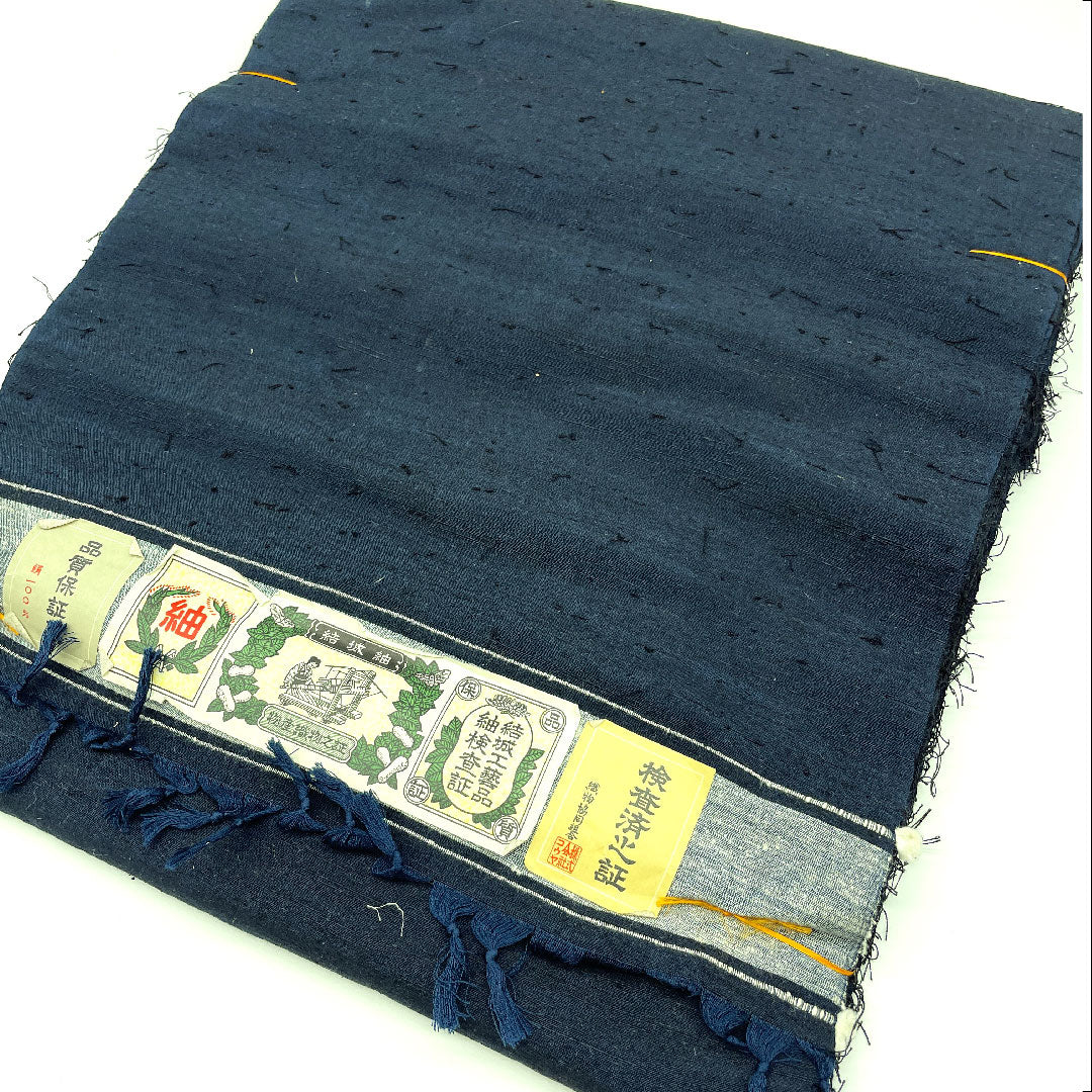 反物 男物 正絹 結城紬 ひげ紬 アンサンブル Sランク 紺系 1130000162918