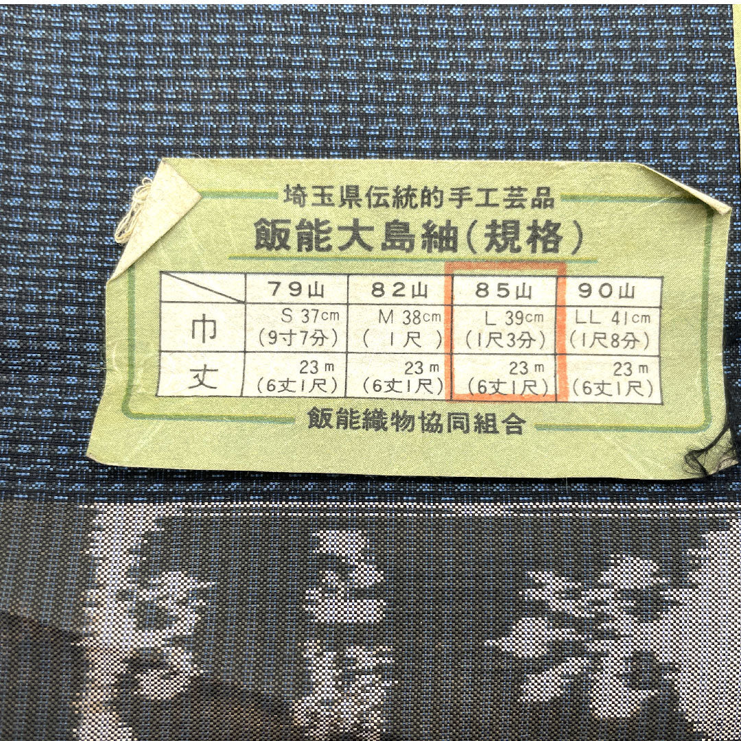 Fabric, Tsumugi, Pure Silk, Ensemble, Men's, S Rank, Navy Blue, 1130000462918