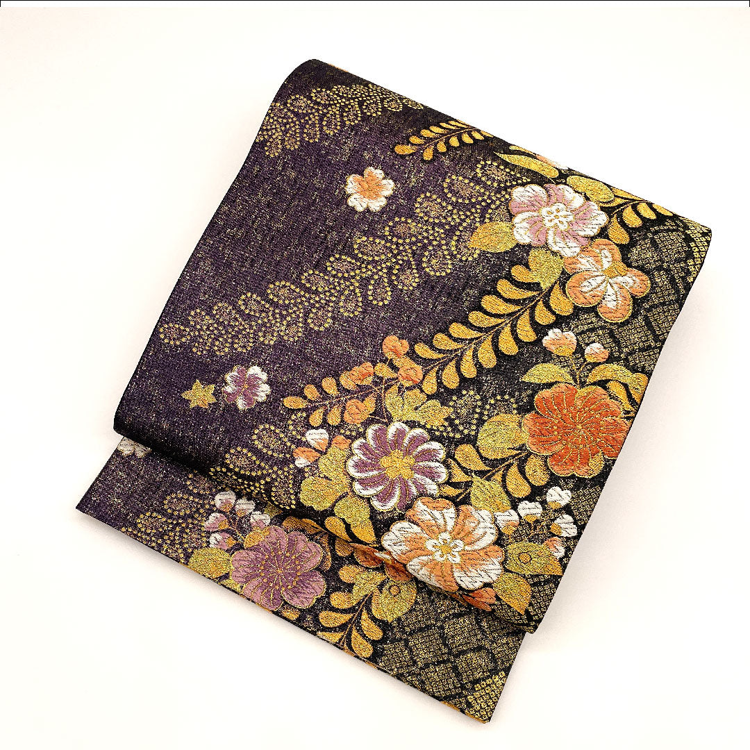 袋帯 辻ヶ花 振袖用 帯丈440cm 正絹 Sランク 六通 フォーマル 紫系 1123001442320