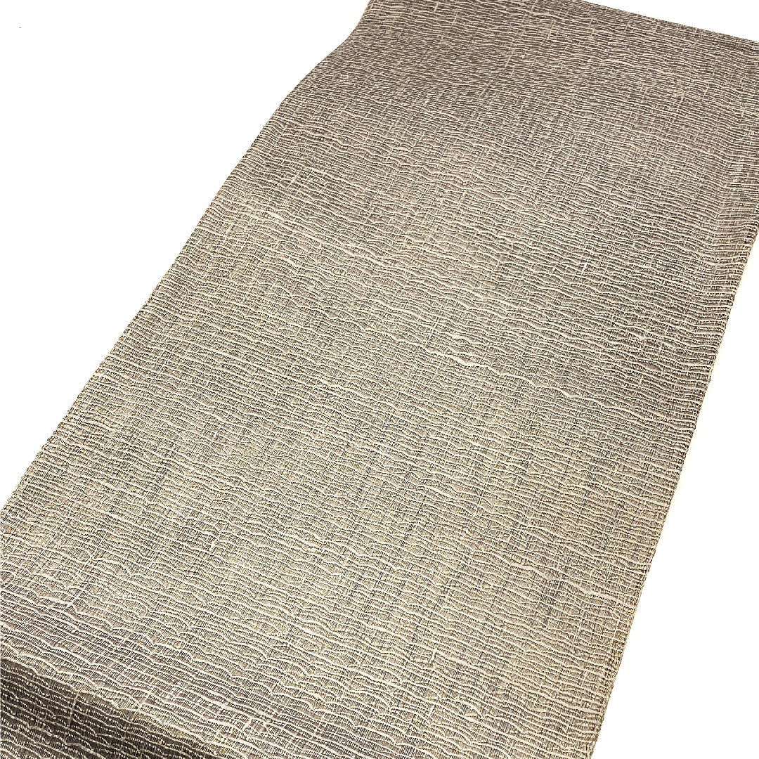 袋帯 すくい織り 幾何学模様 単衣 帯丈453cm 正絹 Sランク ポイント柄 カジュアル グレー系 1123001852422