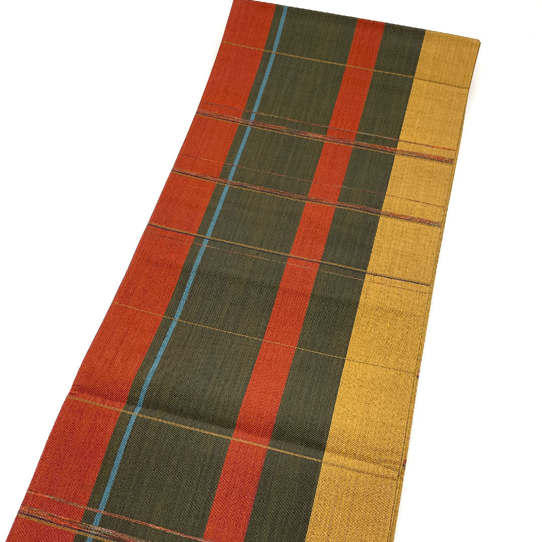 袋帯 縞模様 帯丈444cm 正絹 Sランク 全通 カジュアル グラデーション系 1123001582399