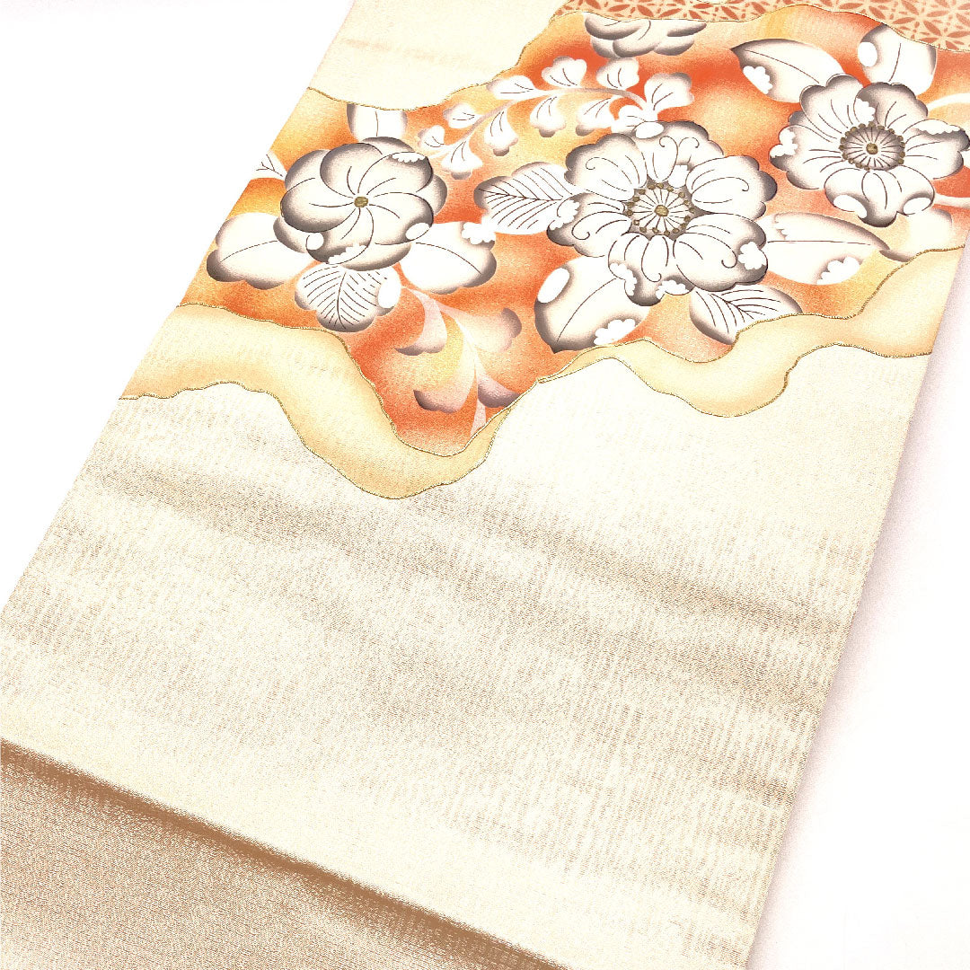 名古屋帯 辻ヶ花 金駒刺繍 帯丈357cm 正絹 Aランク ポイント柄 カジュアル ピンク系 1124001092313  名古屋仕立て