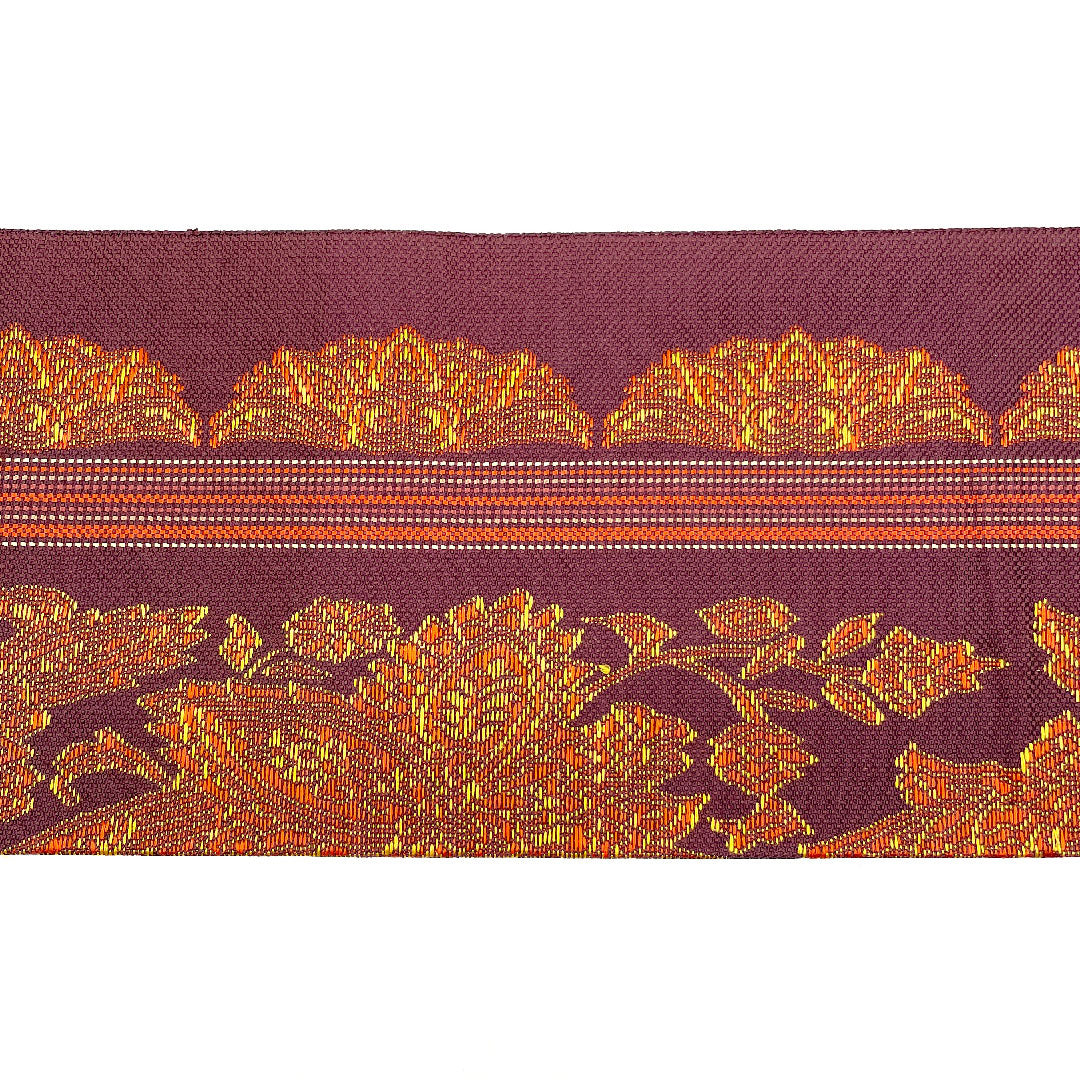 専用帯6539 6097 6192 三点セット●紫野美術工芸謹製 高級 正絹 リサイクル着物】名古屋帯 更紗模様 帯丈359cm 正絹 Sランク 六通