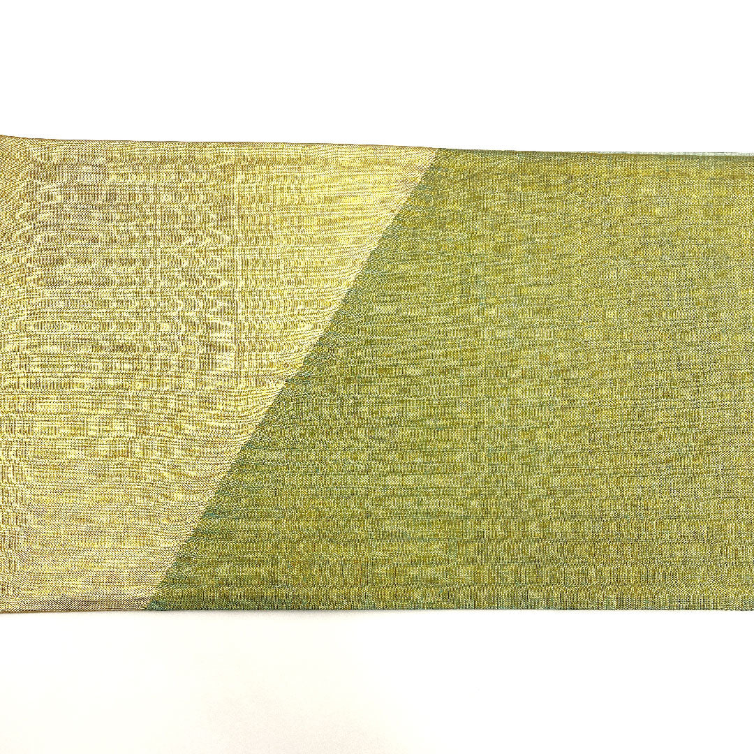 袋帯 幾何学模様 前腹無地 帯丈442cm 正絹 Aランク ポイント柄 フォーマル 金系 1123001963321