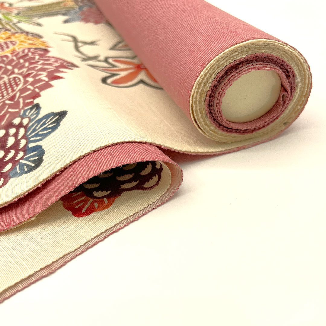 （未仕立）名古屋帯  京紅型 流水 紅葉 菊 帯丈390cm 正絹 Aランク 六通 カジュアル 白系 1124000683311