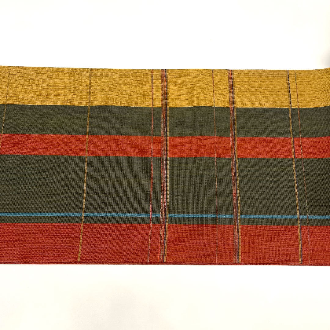 袋帯 縞模様 帯丈444cm 正絹 Sランク 全通 カジュアル グラデーション系 1123001582399