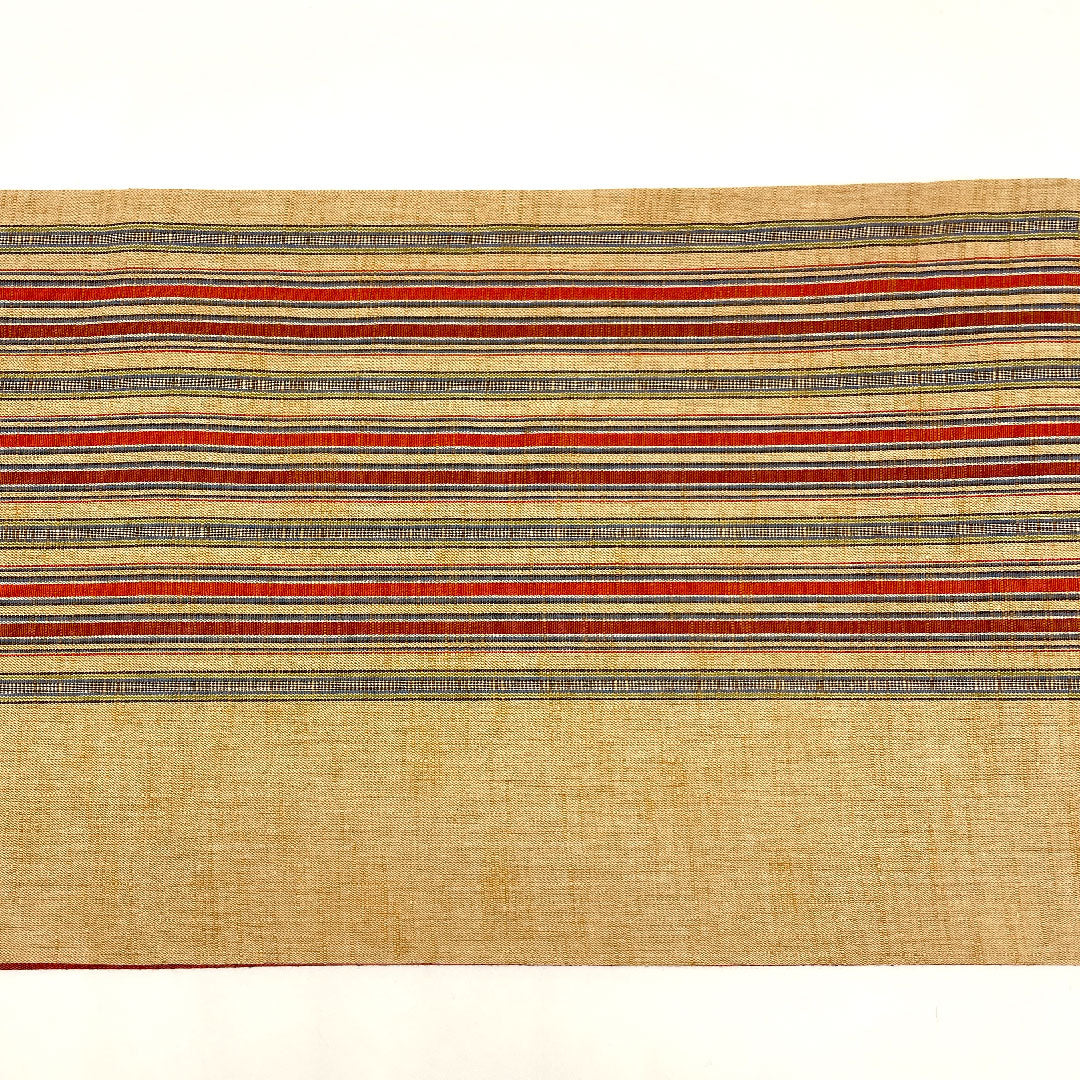 （未仕立）名古屋帯 縞模様 帯丈352cm 正絹 Sランク 全通 カジュアル 茶系 1124001132314  開き仕立て