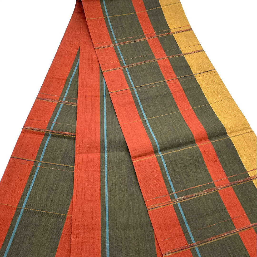 袋帯 縞模様 帯丈444cm 正絹 Sランク 全通 カジュアル グラデーション系 1123001582399