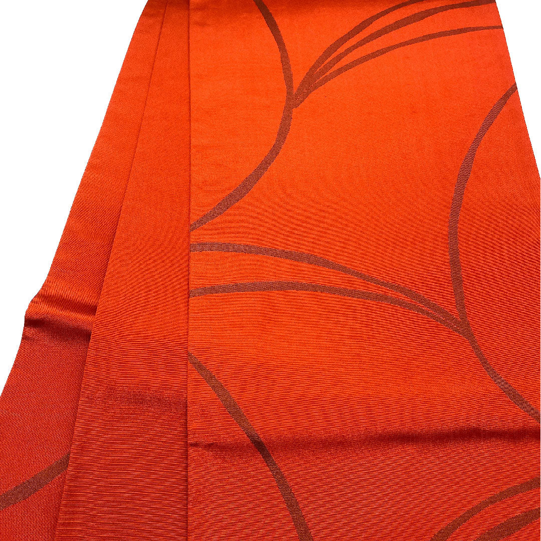 袋帯 シンプル 線 帯丈438cm 正絹 Sランク 六通 カジュアル 朱系 1123002122316