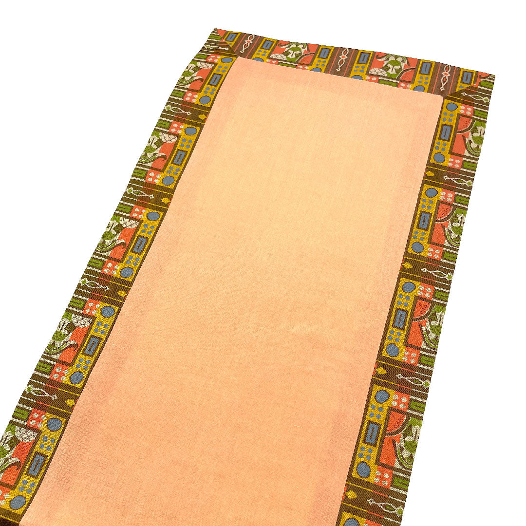 名古屋帯 龍村美術織物 コプト甲冑異文 帯丈352cm 正絹 Sランク 全通 カジュアル 茶系 1124001062314  開き仕立て