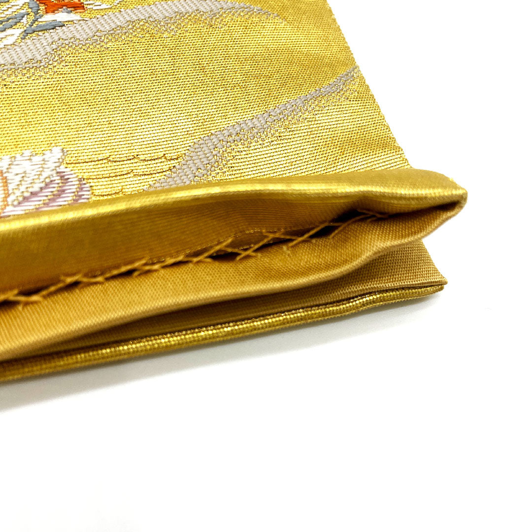 袋帯 花車 鴛鴦 帯丈432cm 正絹 Aランク 六通 フォーマル 金系 1123002403321