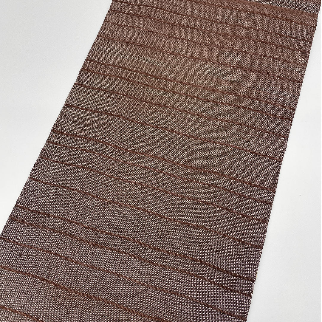 名古屋帯 横段模様 帯丈394cm 正絹 Aランク ポイント柄 カジュアル 茶系 1124000303314  松葉仕立て