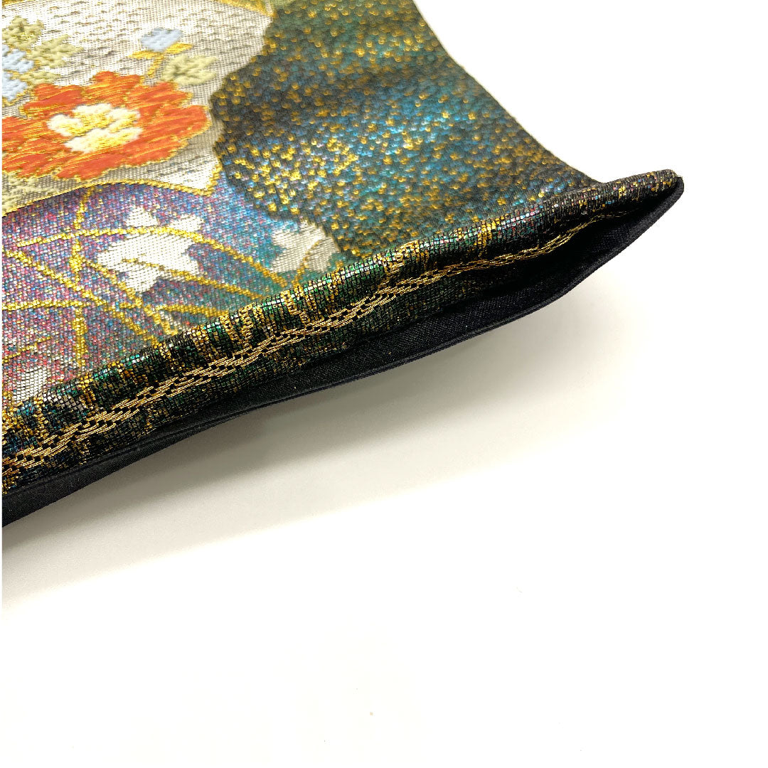 袋帯 松竹梅 四季の花 カラフル 帯丈441cm 正絹 Sランク 六通 フォーマル 金系 1123001972321