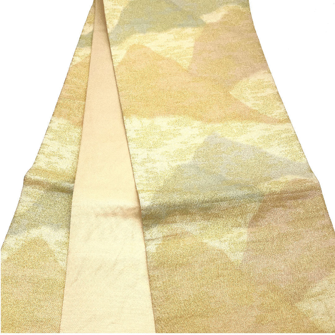 袋帯 山模様 帯丈429cm 正絹 Aランク 全通 セミフォーマル 金系 1123002423321