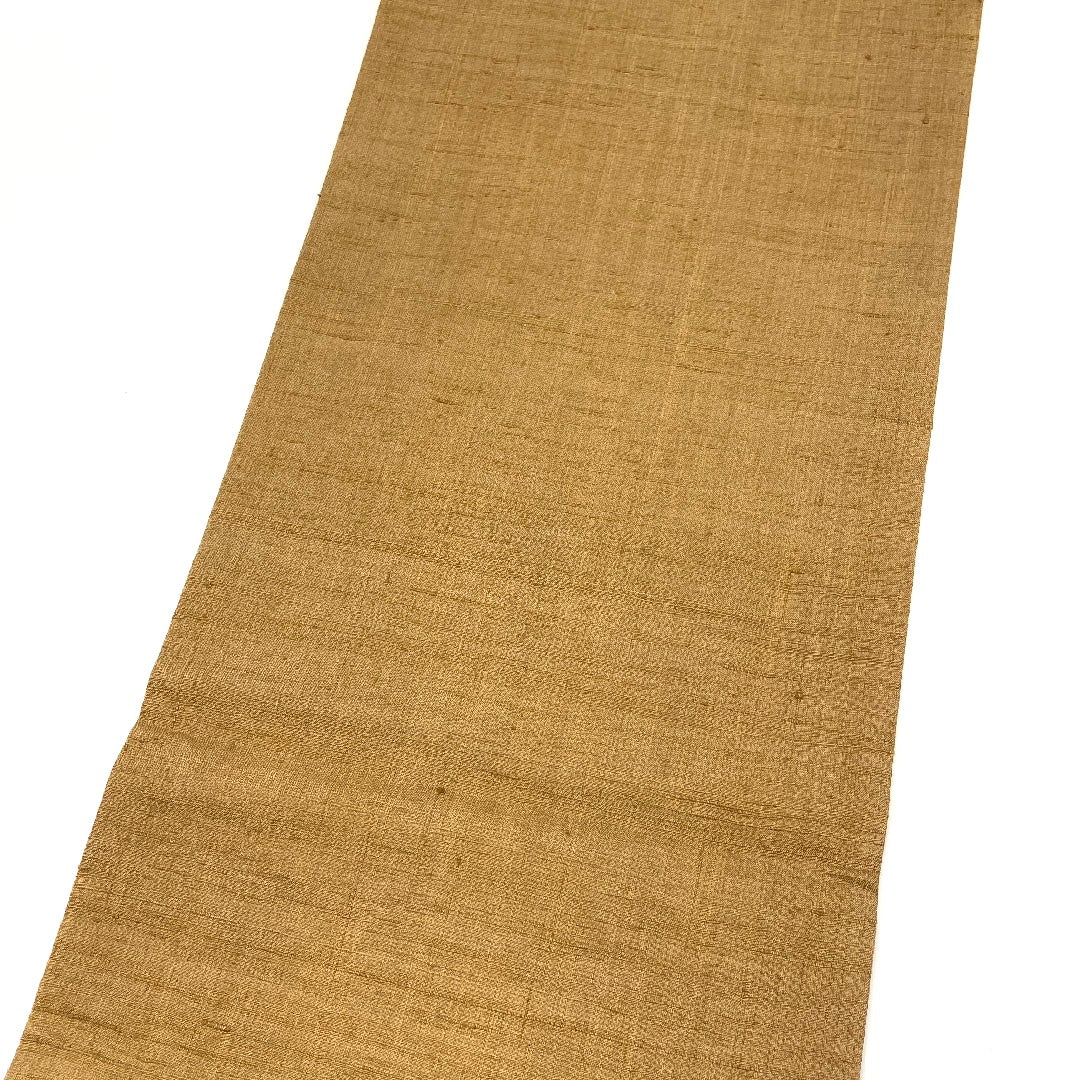 名古屋帯 生紬 雪輪 草葉模様 帯丈373cm 正絹 Sランク 六通 カジュアル 茶系 1124000322314  名古屋仕立て