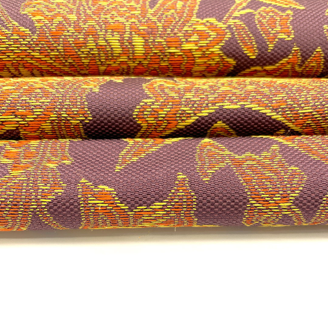 名古屋帯 更紗模様 帯丈359cm 正絹 Sランク 六通 カジュアル 紫系 1124001182320  名古屋仕立て