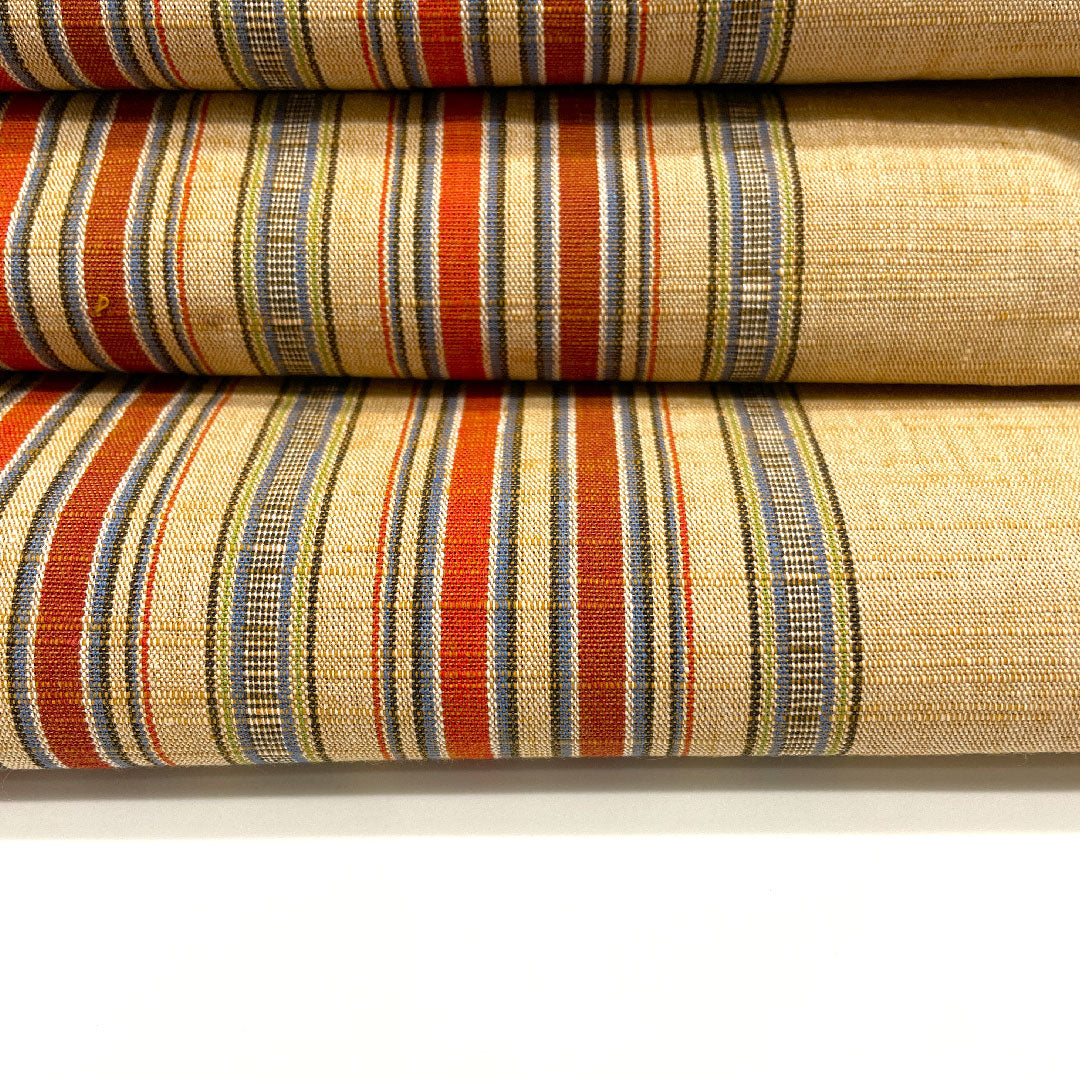 （未仕立）名古屋帯 縞模様 帯丈352cm 正絹 Sランク 全通 カジュアル 茶系 1124001132314  開き仕立て