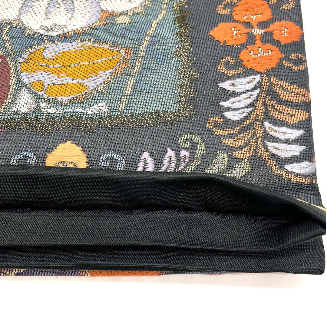 袋帯 辻ヶ花 葵 菱 市松 帯丈422cm 正絹 Sランク 六通 セミフォーマル 金系 1123001532321